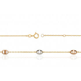Bracelet trois ors 18 carats "grain de café" - 18 mm