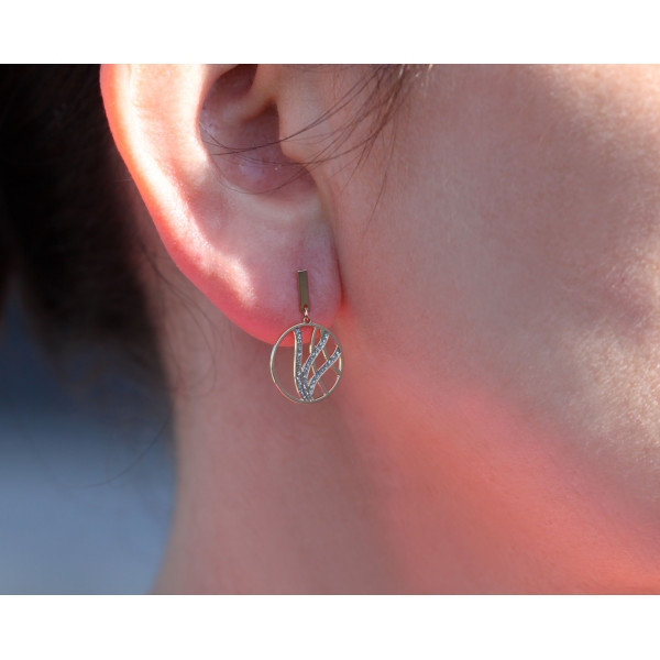 Boucles d'oreilles en or 18 carats laquée pailletée