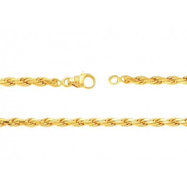 chaine or jaune 18 carats maille corde pour femmes
