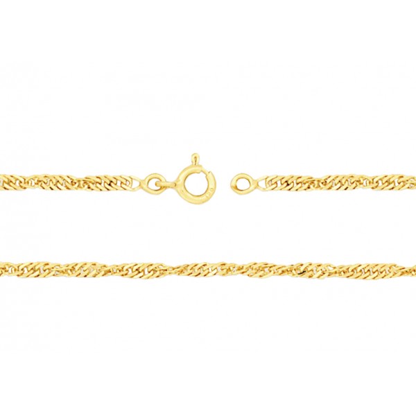 Chaine or jaune 18 carats maille Singapour 60 cm pour femmes