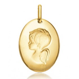 médaille ange en or jaune 18 carats ovale
