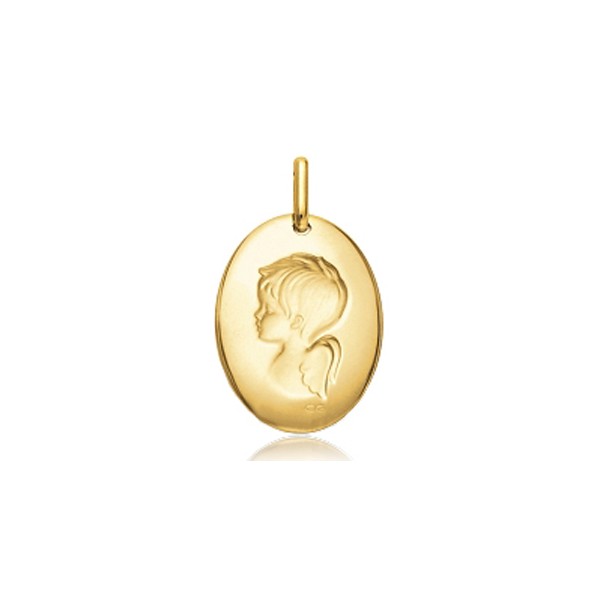 médaille ange en or jaune 18 carats ovale
