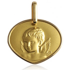 médaille ange en or jaune 18 carats ovale