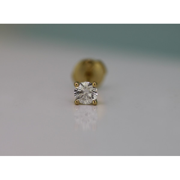 Boucle oreille homme carrée en or jaune diamant 0,30 carats.