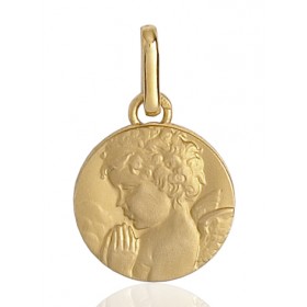médaille ange ronde en or 18 carats 12 mm
