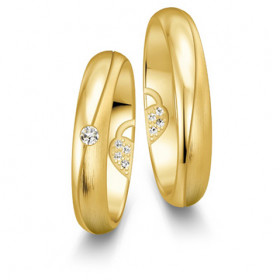 Duo d'alliance femme or jaune 18 carats et diamant BREUNING