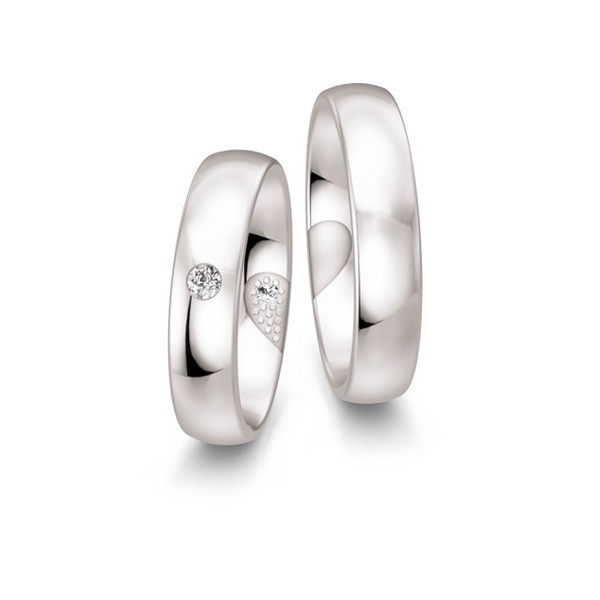 Duo d'alliance femme or blanc 18 carats et diamant BREUNING aspiration