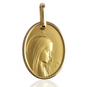 médaille or 18 carats ovale de la vierge
