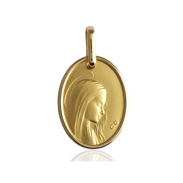 médaille or 18 carats ovale de la vierge