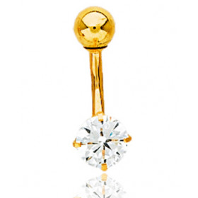 Piercing nombril or jaune 18 carats et diamant 0,50 carat