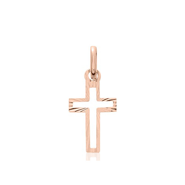 Pendentif croix or rose 18 carats - 22 x 10 mm