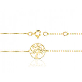 Bracelet or jaune 18 carats "arbre de vie" - 18 cm