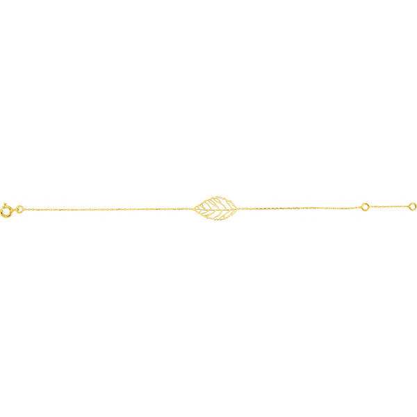 Bracelet or jaune 18 carats "feuille" - 18 cm