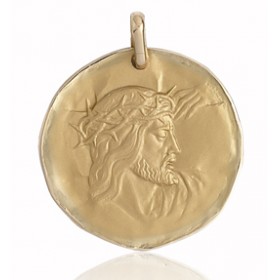 médaille religieuse en or 18 carats ronde du Christ
