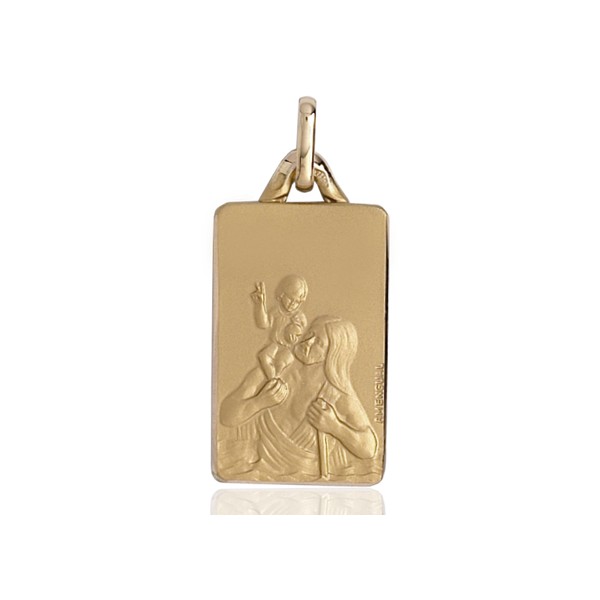 médaille religieuse en or 18 carats rectangulaire saint-Christophe