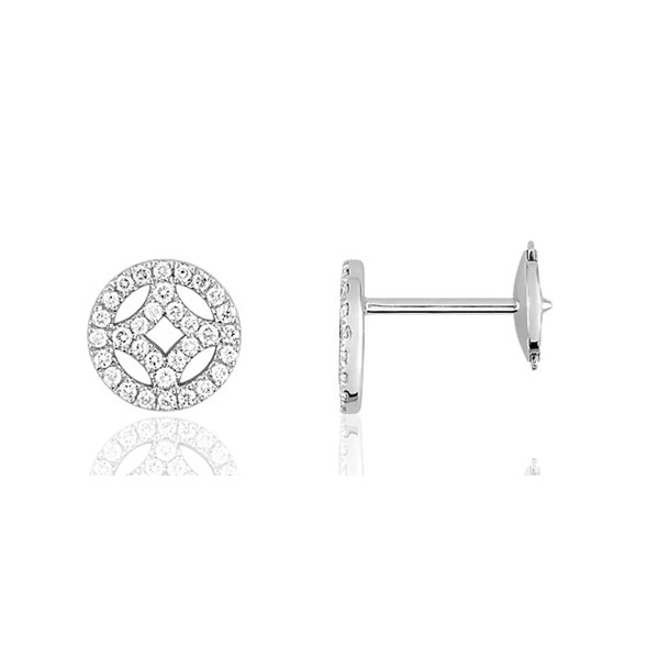 Puces d'oreilles diamant 0,27 carat et or blanc 18 carats