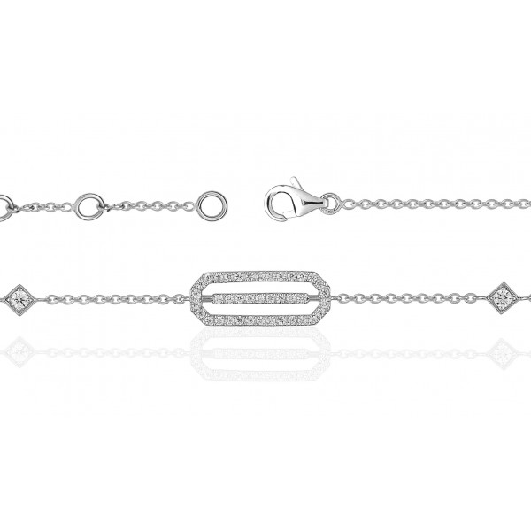 Bracelet diamant 0,31 carat et or blanc 18 carats - 18 cm
