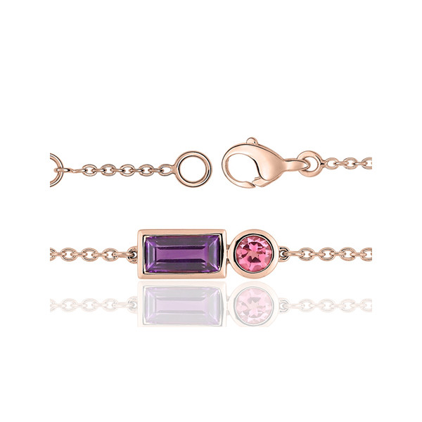 Bracelet or rose 18 carats, améthyste et tourmaline 18 cm