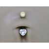 Piercing nombril or jaune 18 carats et "cœur" zirconium