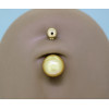 Piercing nombril or jaune 18 carats et perle d'Indonésie 9/10 mm