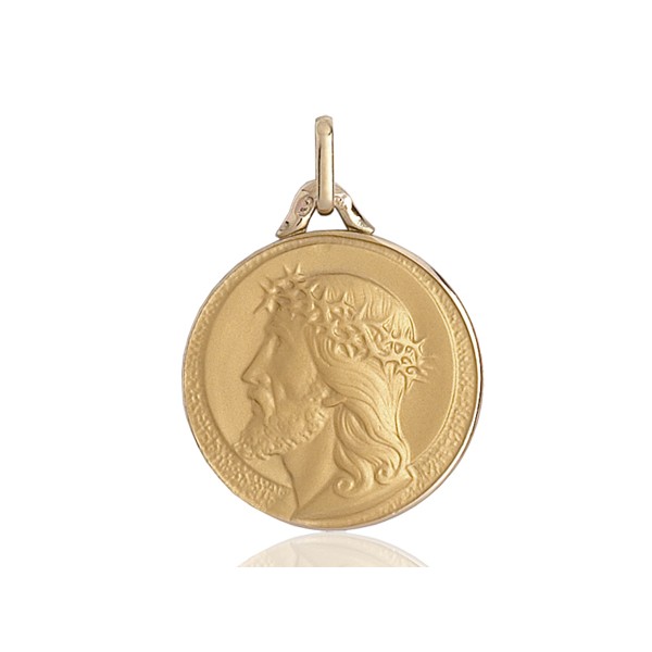médaille religieuse en or 18 carats ronde du Christ