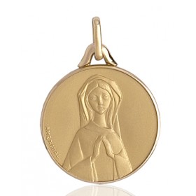 médaille or 18 carats ronde de la vierge