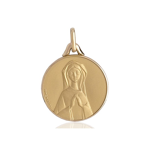 médaille or 18 carats ronde de la vierge