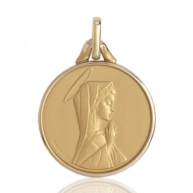médaille or 18 carats ronde de la vierge