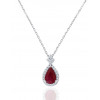 Chaine or blanc 18 carats, pendentif rubis et diamant