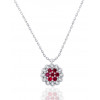 Chaine or 18 carats, pendentif rubis et diamant "fleur"