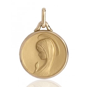 médaille or 18 carats ronde de la vierge