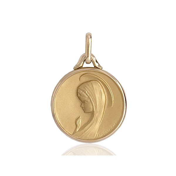 médaille or 18 carats ronde de la vierge