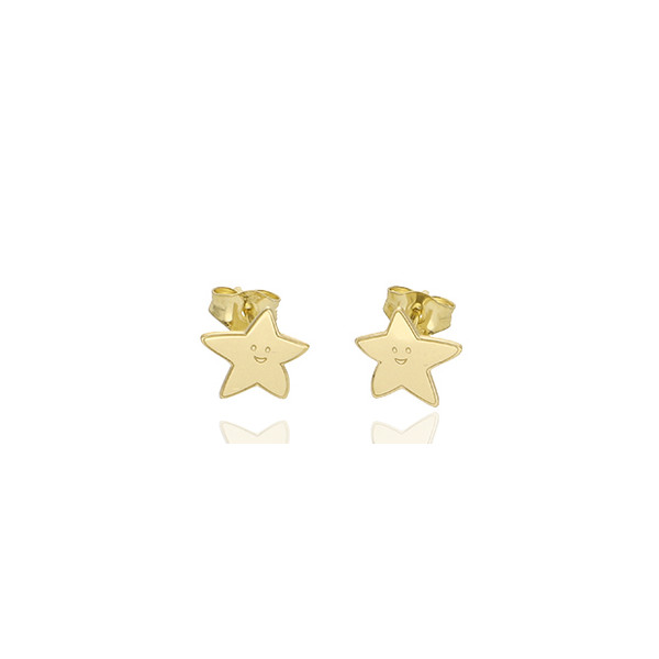 Boucles d'oreilles or jaune 18 carats "étoile" 8 x 8 mm