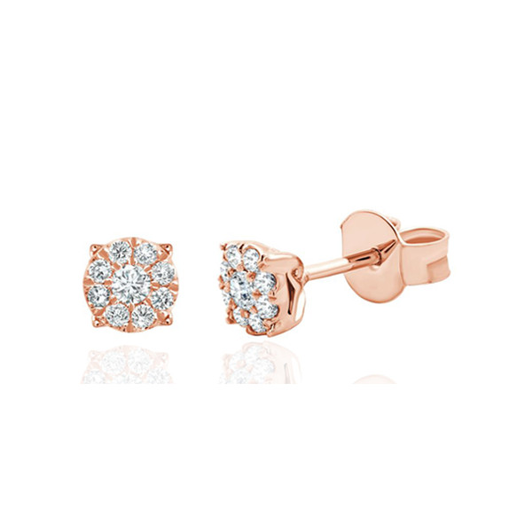 Boucle d'oreille diamant 0,21 et or rose 18 carats
