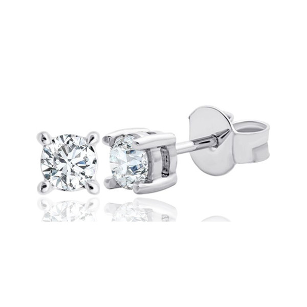 Boucle d'oreille diamant 0,42 et or blanc 18 carats