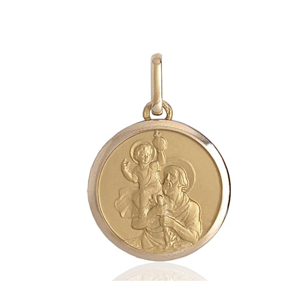 médaille religieuse en or 18 carats saint-Christophe ronde