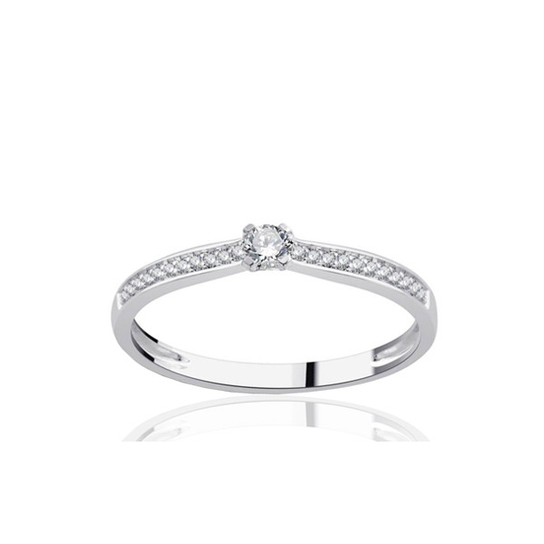 Solitaire diamant 0,17 carat et or blanc 18 carats