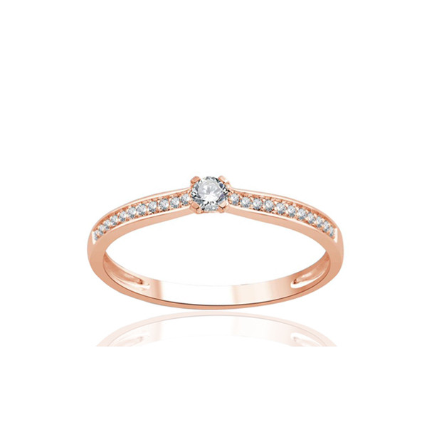 Solitaire diamant 0,17 carat et or rose 18 carats
