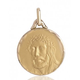 médaille religieuse en or 18 carats ronde du Christ