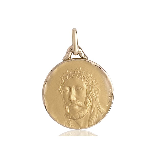 médaille religieuse en or 18 carats ronde du Christ