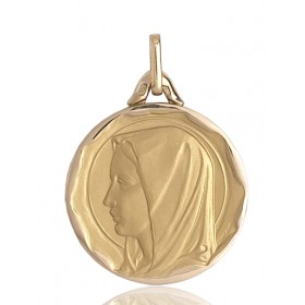 médaille or 18 carats ronde de la vierge