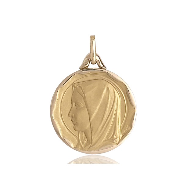 médaille or 18 carats ronde de la vierge