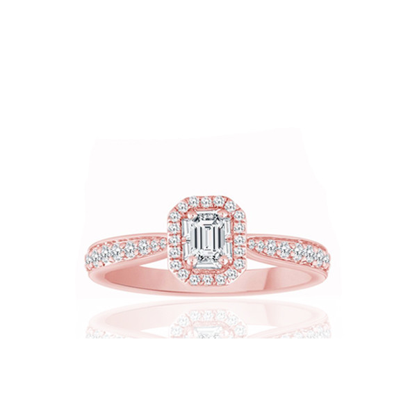 Bague diamant 0,45 carat et or rose 18 carats