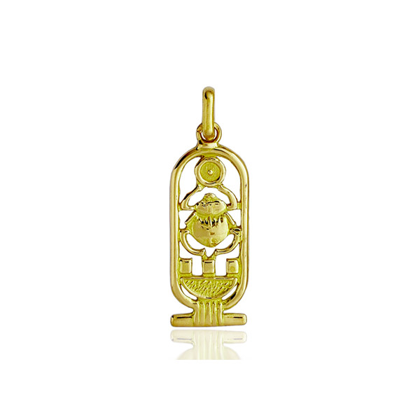 Pendentif or 18 carats "cartouche Egyptien" 29 x 11 mm