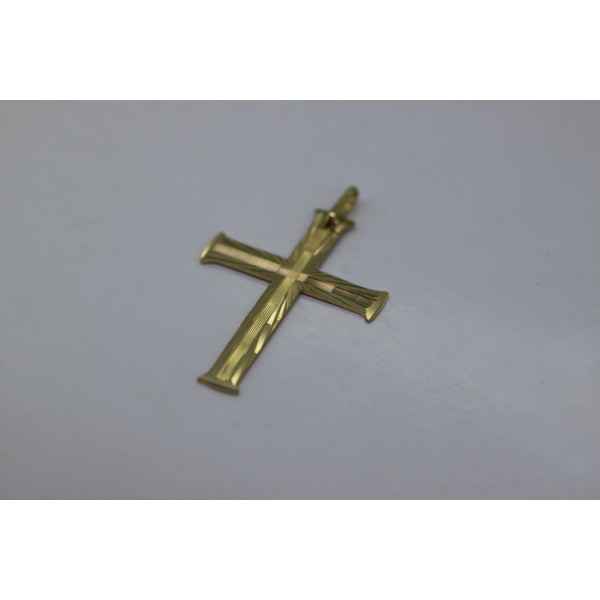 Pendentif croix or jaune 18 carats 35 x 25 mm