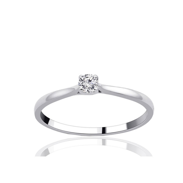 Solitaire diamant 0,10 carat et or blanc 18 carats