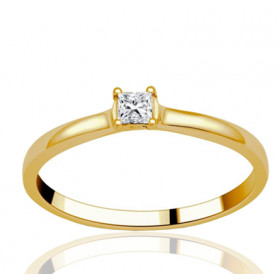 Solitaire diamant 0,11 carat et or jaune 18 carats