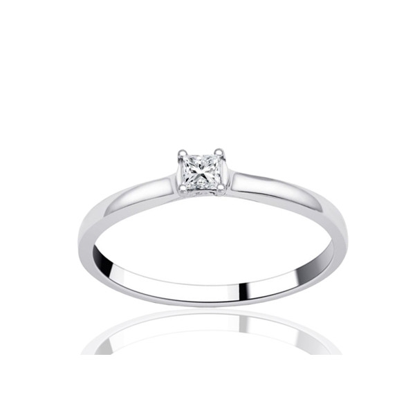 Solitaire diamant 0,11 carat et or blanc 18 carats