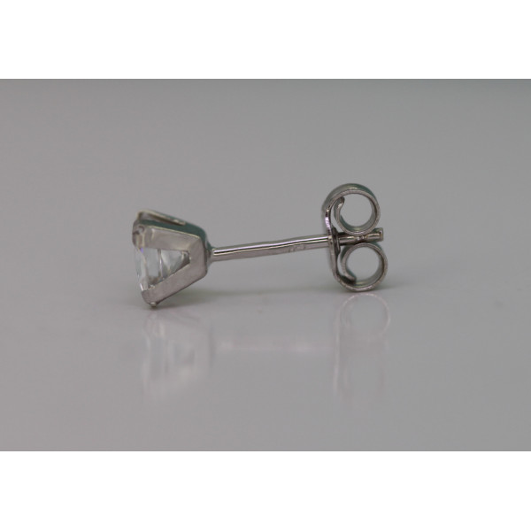 Boucle d'oreille zirconium carré 4 mm et or blanc 18 carats pour homme