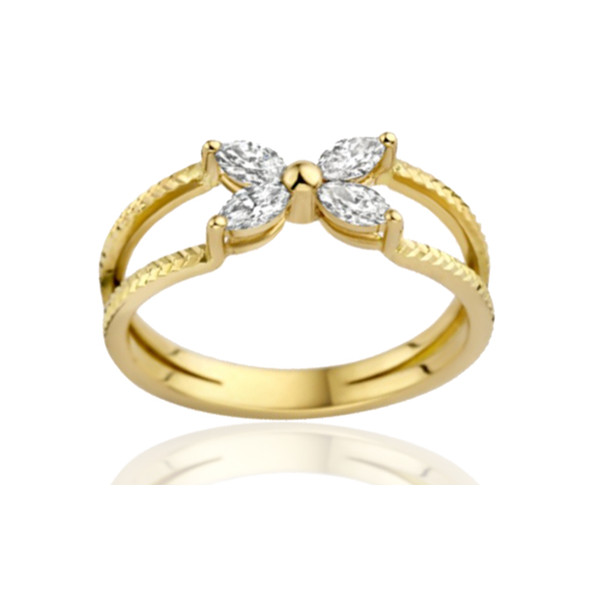 Bague or jaune 18 carats et diamant 0,24 carat "Atelier P."